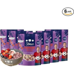 3Bears putra - Triple Berry I 6 x 400 g Vegānu putra ar pilngraudu auzu pārslu I Ar tīru dabisku saldumu un bez piedevām I Arī kā auzu pārslu, brokastu putra vai nakts auzu pārslu putra