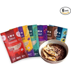 3Bears biezputru degustācijas komplekts I 6 x 50 g vegānu porciju maisiņi ar smalku kakao, kanēļa ābolu, magoņu banānu, augļu kokosriekstu, trīskāršu ogu un sātīgu klasisko | Ar tīru dabisku saldumu