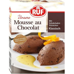 RUF Mousse au Chocolat, klasikinis desertas su minkštais tirpstančio šokolado gabalėliais, tiesiog įpilkite pieno, be glitimo, 1 x 100 g