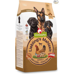 GranataPet Liebling's Mahlzeit Adult Poultry, sausā barība suņiem, barība bez graudaugiem un bez pievienotā cukura, pilnvērtīga barība, 4 x 1,8 kg