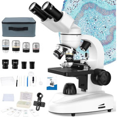 MAXLAPTER binokulārais mikroskops, 40X-1000X profesionāls savienojuma mikroskops pieaugušajiem, bērniem, studentiem, binokulārais mikroskops ar dubulto LED apgaismojumu, divu slāņu mehāniskais statīvs