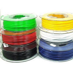 POPESQ® 2 kg x Premium Filaments 3D printerim PLA 1,75 mm 6 krāsas pa 0,33 kg katra sarkana, zila, balta, zaļa, dzeltena, melna #A3145