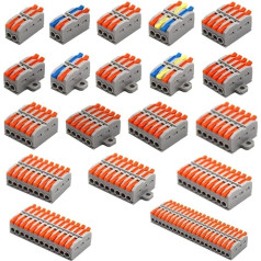 FACSER stiepļu elektriskie savienotāji 2-20 tapas ātri kompakts vadītāju vadu vadu kabelis Push-in Butt Terminal Block 28-12AWG (227B-10P, taglia unica)