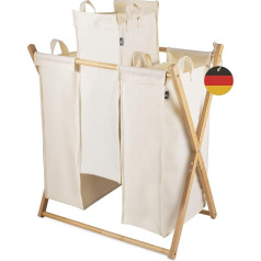 Hennez XXL veļas grozs 3 nodalījumi Veļas šķirotājs Veļas kaste Koka veļas separators Bēšs Veļas šķirošanas sistēma Bambusa veļas grozs Veļas grozs Veļas grozs Veļas grozs Veļas grozs Veļas grozs