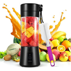 Pārnēsājams blenderis Smoothie Maker to Go, 380 ml pārnēsājams mikseris kokteiļiem un smūtijiem, mini smūtijs ar stikla pudeli, mini blenderis, uzlādējams caur USB, svaigas sulas piena kokteiļa kokteilim