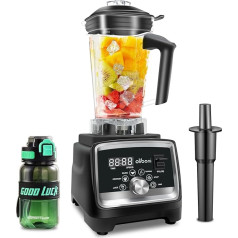 Augstas veiktspējas mikseris smūtijiem 1600 W, 2 L krūze un 700 ml krūze, 6 asmeņu nerūsējošā tērauda nazis, stāvmaisītājs ar 5 iepriekšējām programmām un 1 manuālo iestatījumu, melns