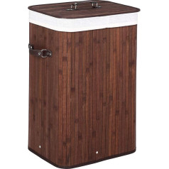 BAKAJI Netīrās veļas grozs Bambusa koka auduma salokāms, vietu taupošs veļas grozs ar vāku un rokturiem 70L ietilpība 40 x 30 x 60 cm (brūns)