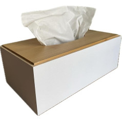 khevga Modern Tissue Box Bamboo White Natural with Removable Lid