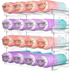 Wotendy Saliekams pudeļu turētājs, 4 caurspīdīgu ūdens pudeļu organizētājs, 16 pudeļu turētājs virtuvei, darba virsmām un pieliekamajiem, ledusskapja dzērienu organizētājs