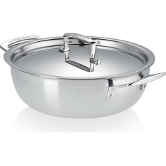 Le Creuset 53113240010550 Trīsslāņu nerūsējošā tērauda nepielipīgs katls, diametrs 24 cm, piemērots visām plītīm, ieskaitot indukcijas un cepeškrāsni, sudrabots