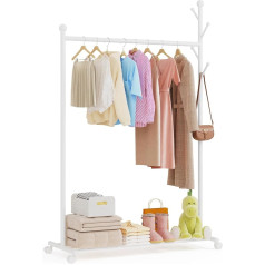 Innotic Multifunctional Clothes Rack with Wheels, Shelf and Coat Stand 4 in 1 (Plain White)