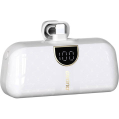 Dudao Mini powerbank 5000mAh iPhone Lightning un USB-C - balta