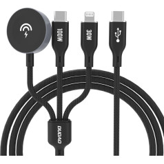 Dudao 3v1 kabelis USB-C - USB-C / iPhone Lightning / lādētāja kabelis Apple Watch PD 100W 1,2 m - melns