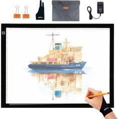 A3 Plus Pro gaismas galds 12 V LED gaismas galds Zīmēšanas gaismas lukturis Ultra plānas izzīmēšanas gaismas spilventiņš Xray Artcraft Tetovējums Akvarelis Kopēt Quilting Diamond Glezniecība ar somu / klipus / cimdu un līdzstrāvas adapteri