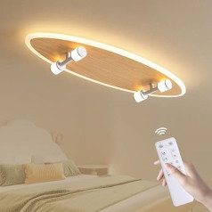 Epochglo LED griestu gaisma bērnu istabai, skeitborda dizains, koka griestu gaisma, aptumšojama ar tālvadības pulti zēniem, meitenēm, bērniem, 24 W, 2700 LM, 3000 K - 6500 K