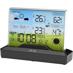 SOUCCESS Deluxe Neo bezvadu meteoroloģiskā stacija ar radio pulksteni / meteoroloģiskie dati / āra sensors / mēness fāze / temperatūra / gaisa spiediens / barošanas avots