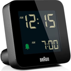 Braun BC09B Digitālais modinātājs, Snooze funkcija, negatīvs LCD displejs, ātrās iestatīšanas funkcija, Crescendo modinātājs melnā krāsā, modelis