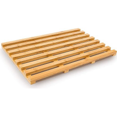 Relaxdays paklājiņš no bambusa (56,5 x 36,5 x 3 cm), kas paredzēts novietošanai blakus vannai vai dušai/koka režģa dēlītim vannas istabā, vidēja koka tonis, 36,5 x 56,5 x 3 cm
