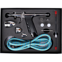 KONDAJI Airbrush Kit Airbrush Gun System Airbrush komplekts ar gravitācijas padevi ar 0,3 mm 0,5 mm 0,5 mm 0,8 mm sprauslām ar 1,8 m šļūteni nagu mākslai, krāsu modeļiem, auto apdrukai, kūku dekorēšanai, mēbeļu remontam