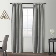 GIRASOLE HOME® Pāris puscaurspīdīgu aizkaru Aizsegi, kas ir ugunsdroši, ideāli piemēroti virtuvei, restorānam, viesnīcai Ugunsdrošs audums, sertificēts 2 paneļiem (70 x 235 cm, pelēks)
