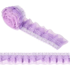 Spritewelry 2M violeta satīna organzas mežģīnes apdares 2 Ply kroku šifons mežģīnes lentes apmales šūšanai izšūti Appliques kāzu apdare 50mm