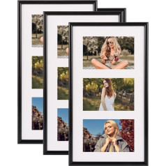 MUXHEL Multi Picture Frame 6x4 Black Wood 3 Photo Frames 6x4 Horizontal or Vertical 6x4 Multi Picture Frame for Wall