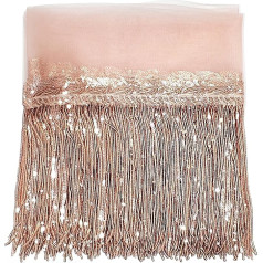 WANYI Sequin Fringe Border 5 Yards 20cm Wide Lace Sequin Tassel Metallic Fringe Trim with Leaf Shape Embellishment for DIY Sewing Dresses Jackets Hats Bags Home Decoration