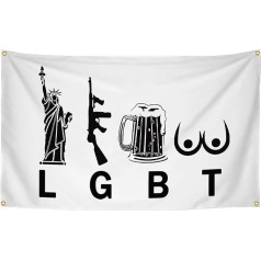 Liberty Gun Beer Tits Funny LGBT karogs 3x5ft College Dorm Banner Cave ar četrām misiņa caurulēm, kas piemērotas iekštelpu āra dekorēšanai