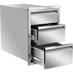 KYZTMHC Āra virtuves atvilktnes, 3 līmeņu grila atvilktnes, nerūsējošā tērauda sienas ar rokturi grilam I, grila stacija (45,7 W x 60,9 H x 58,4 D cm)