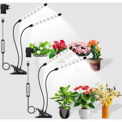 COKOLILA 2 x Plant Lamp LED, 320 LEDs Full Spectrum Plant Light, 3000 K 5000 K 660 nm Plant Light for Indoor Plants with Timer, 10 Brightness, 3 Light Modes, Ideal for Plants