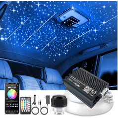 VASTFIRE Car Starry Sky Fibre Optic Light, Meteor Twinkle 2 in 1 Motor 600 Pieces 3M 16W RGBW APP tālvadības pults Mūzika aktivizē Headliner griestu gaisma automašīnai, mājas kinozāle, meitenes, zēni