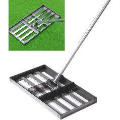 Golf Garden Grass Level Lawn Leveling Rake, Level Move Drag Mop ar 43 collu rokturi, augstas veiktspējas nerūsējošā tērauda zāliena Push Level rīks ar lielu ietilpību Golf Equipment