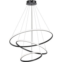 minifair LED piekaramā lampa melna Dimmable akrila 3 gredzenu piekaramā gaisma Virtuves sala Modernā galda lampa Ēdamistaba Dzīvojamā istaba Guļamistaba Ieeja Ieeja Piekaramais 20+40+60cm 52W