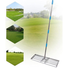 Nerūsējošā tērauda zāliena grābeklis 76 x 25 cm, zāliena izlīdzināšanas grābeklis Golf Garden Grass Tool Virsmas izlīdzināšanas grābeklis ar rokturi pagalmam, dārzam, golfa laukumam