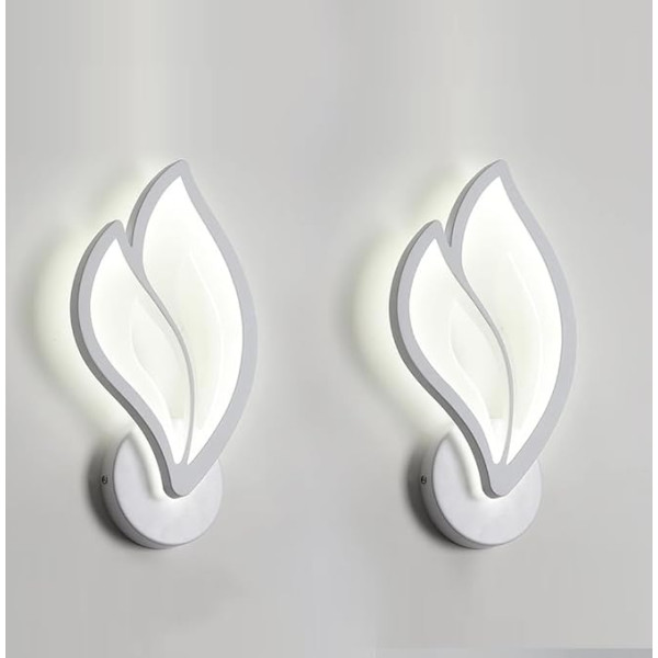 LIGKIN Pack of 2 Wall Light LED Indoor 12 W Creative Leaf-shaped Wall Lamp Modern Acrylic Night Light White Wall Lighting for Bedroom Office Corridor Living Room