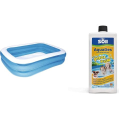 Bestway Family Pool piepūšamais bērnu baseins, 211 x 132 x 46 cm. / 83 x 51,96 x 18,11 collas un Soll 31430 AquaDes baseinu dezinfekcijas šķidrums 1 l - efektīva baseina tīrīšana Ūdens kopšana pret baktērijām.