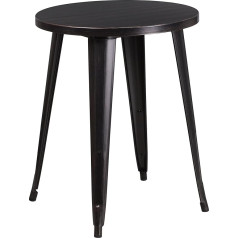 Flash Furniture 61 cm apaļš metāla iekštelpu/āra galds, metāls, melns/antikvāra zelts, 71,12 x 63,5 x 12,7 cm