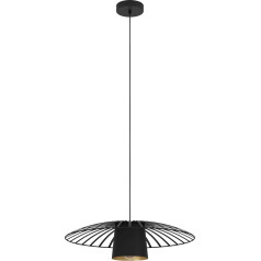 EGLO Felixkirk piekarināmā lampa virs ēdamgalda, apaļa metāla piekarināmā lampa melnā krāsā, piekarināmā lampa ar E27 ligzdu, diametrs 57 cm