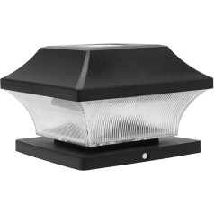 Uonlytech Solar Powered LED Post Cap Light āra kolonnu lampas ainavu apgaismojums žogam dārza terasei (melns)