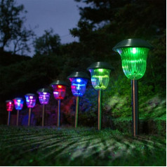 OSALADI 4 Stücke Solar Garten Lichter Farbe Wechselnd Im Freien Weg Lichter Glas Edelstahl Landschaftslichter Solar Rasenlampe Für Patio Rasen Gehweg