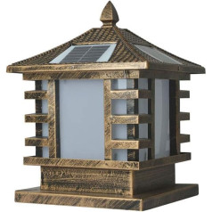 Bronzas kvadrātveida āra pasta gaisma Ūdensizturīga saules kolonnas lampa Amerikāņu retro industriālā stila pasta gaisma, kas piemērota pagalma klājam dīķim Dekoratīvais ielas apgaismojums