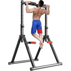 Dobests Salokāms Power Tower Dip Station Pull-Up Bar brīvi stāvoša augstuma regulējama daudzfunkcionāla fitnesa apmācības ierīce Pull-Up Bar Pushups vēdera trīsstūra struktūra stabila