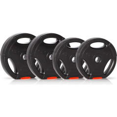 Ultrasport svaru plāksnes, 4 hanteļu atsvari komplektā, 15 kg vai 25 kg, standarta 30 mm caurums, var izmantot kopā ar hanteļu un stieņa statņiem, ar rokturiem brīvai apmācībai