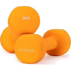 KG Physio hanteļu komplekts ar A3 vingrojumu plakātu - 2 neoprēna hanteļu komplekts - Fitnesa atsvari no čuguna - Svaru hanteļu komplekts, sviedriem un vīriešiem paredzēts sviedru noturīgs hanteļu komplekts - Hanteles