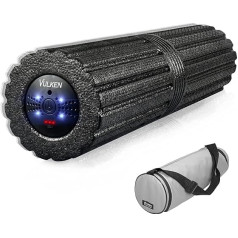 Vulken Fascia Roller Vibrācijas masāžas veltnis 43 cm ar intensīvu dziļu vibrāciju Putu veltnis ar 4 vibrācijas līmeņiem Pašmasāžas veltnis
