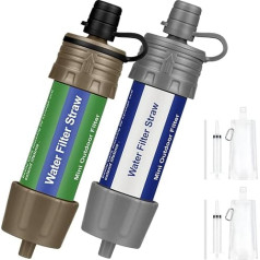 ENONEO ūdens filtrs āra izdzīvošanas kempinga ūdens filtra salmiņš 5000L dzeramā ūdens personīgais ūdens filtra salmiņš noņem 99,99% baktēriju un mikrobu kempingam, ceļojumiem, TÜV testēts