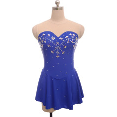 YDHTIZ Lyrical Sieviešu pieaugušo daiļslidošana kleita Sievietes Blue Sleeveless Rhinestone vingrošana Sparkly Leotard