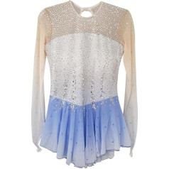 PONNYC Profesionālā daiļslidošanas svārki meitenēm Gradient slidošana kleita Slidošanas kostīmi ar spīdīgiem rhinestones Ritmic sporta vingrošanas Leotard