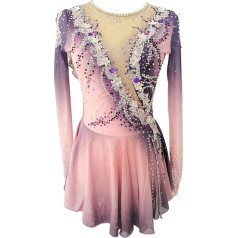 PONNYC Profesionālās slidošanas kleitas ar garām piedurknēm daiļslidošanas apģērbs Handmade vingrošanas deju svārki sievietēm āra sporta kostīmi ar spīdīgiem rhinestones