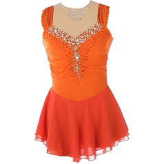 PONNYC Daiļslidošana Performance Dress Sleeveless Ritmiskā vingrošana Leotards Meitenēm Augstas Elastīgs Daiļslidošanas kostīms Ziemas sporta svārki izgatavoti no spīdīga kristāla